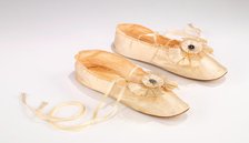 Wedding slippers, probably French, 1857. Creator: Unknown.
