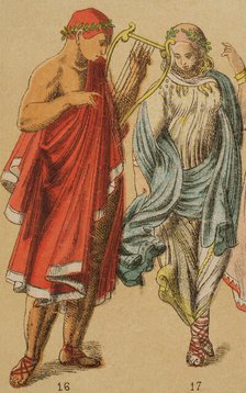 Musician and Etruscan dancer's costume, 1881. Creator: Unknown.