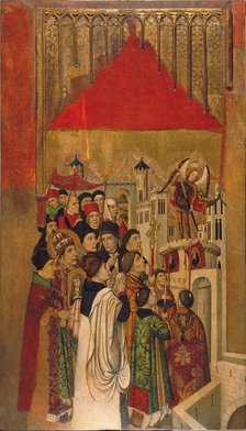 Apparition of Saint Michael at the Castle of Sant'Angelo. Artist: Huguet, Jaume (1412-1492)