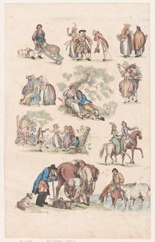 Plate 14, Outlines of Figures, Landscapes and Cattle...for the Use of Learners, Ju..., June 1, 1790. Creator: Thomas Rowlandson.