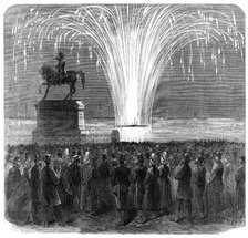 Display of fireworks, Inner Harbour, Cherbourg, in honour of the British Channel Squadron, 1865. Creator: Unknown.
