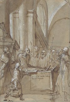 Raymond Diocrès Speaking During His Funeral (from the Life of Saint Bruno of Cologne), 1628-29. Creator: Daniele Crespi.