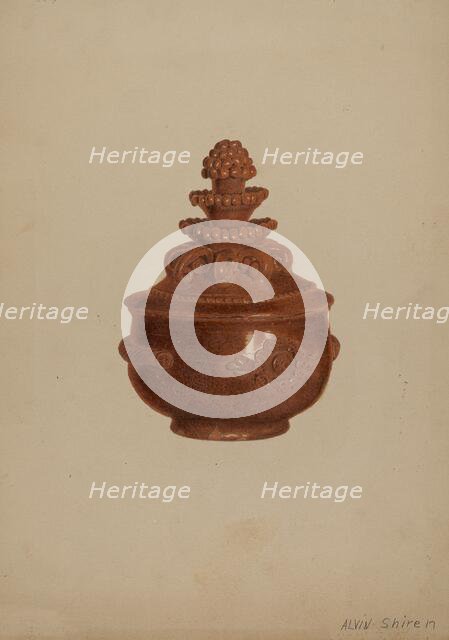 Pa. German Covered Bowl, c. 1938. Creator: Alvin Shiren.