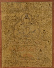 Sadaksari-Lokeshvara Surrounded by Manifestations and Monks, late 15th century. Creator: Unknown.