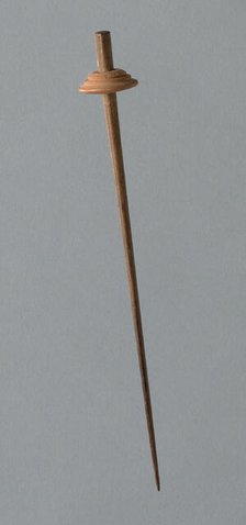 Wooden Spindle with Ceramic Whorl, Peru, 1000/1476. Creator: Unknown.