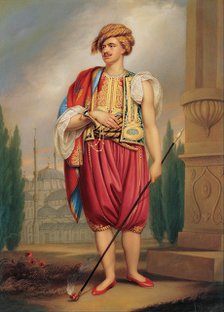 Portrait of Thomas Hope (1769–1831) in Turkish Costume (after William Beechey), Early 19th cen.. Artist: Bone, Henry (1755-1834)