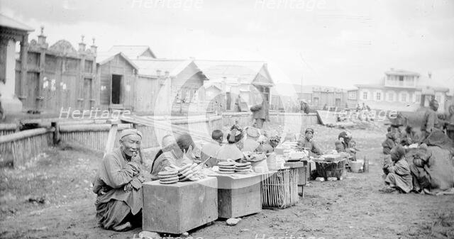 Asian traders in front of the datsan, 1880. Creator: Nikolai Nikolaevich Petrov.