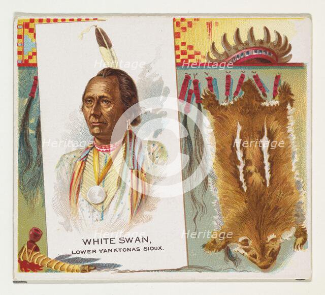 White Swan, Lower Yanktonas Sioux, from the American Indian Chiefs series (N36) for Allen ..., 1888. Creator: Allen & Ginter.
