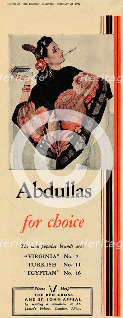 'Abdullas for choice', 1943. Artist: Unknown.