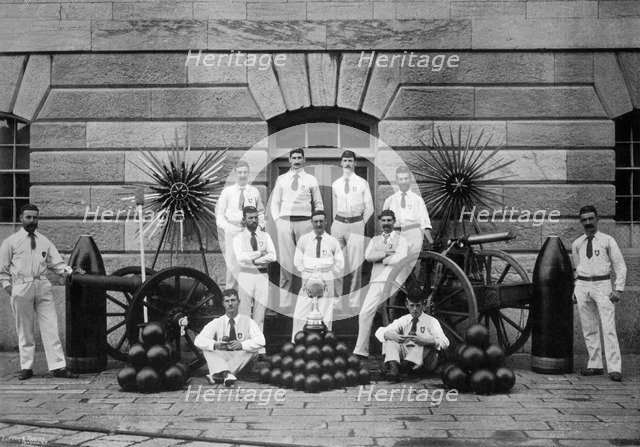 Senior league Cricket XI of the Royal Naval Ordnance Department, Plymouth, Devon, 1896.Artist: WM Crockett