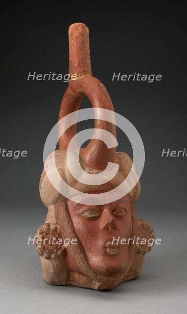 Portrait Vessel of a Ruler with a Skeletal Face and Ornate Earings, 100 B.C./A.D. 500. Creator: Unknown.
