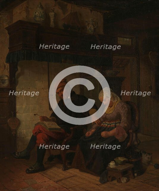 Domestic Worship in a Sailor's Home, 1849. Creator: Rudolf Jordan.