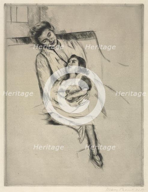 Reine and Margot Seated on a Sofa, c. 1902. Creator: Mary Cassatt (American, 1844-1926).