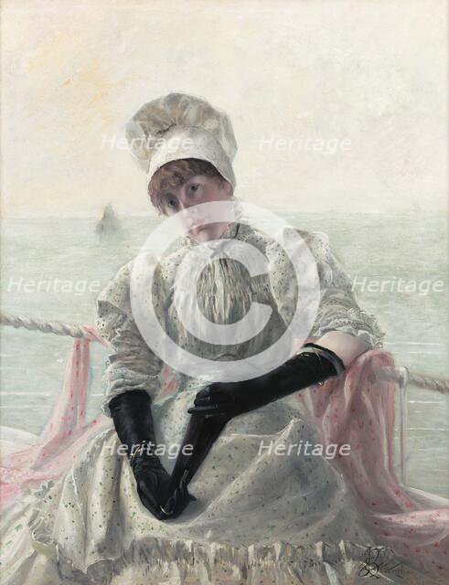 Woman Aboard a Yacht, 1881. Creator: Blanche, Jacques-Émile (1861-1942).