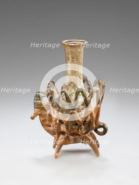 Bottle Mounted on a Quadruped, bottle 1st century; base 6th century. Creator: Unknown.