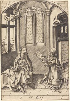 Saint Luke Drawing a Portrait of the Virgin, c. 1475. Creator: Israhel van Meckenem.