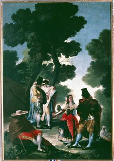 'La Maja y los embozados '(The Paseo de Andalucía), 1777. Creator: Goya y Lucientes, Francisco de (1746 - 1828).