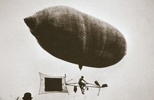 Sky cycle below a balloon, early 1900s. Artist: Unknown