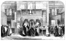 Sketches in China - the Consecration of a Buddhist Abbot at the Temple of Honam, 1858. Creator: Unknown.