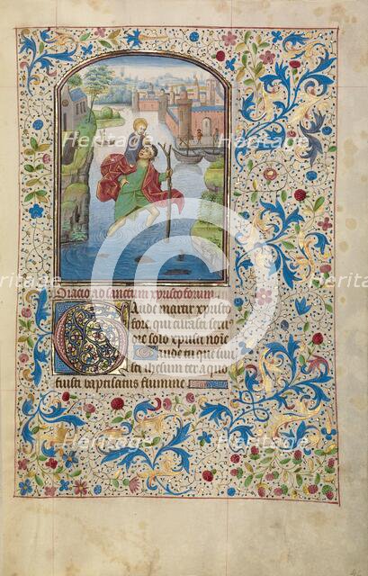 Saint Christopher Carrying the Christ Child; Arenberg Hours, early 1460s. Creator: Willem Vrelant.