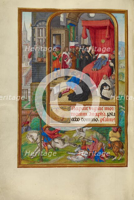 Deathbed Scene; Spinola Hours, about 1510-1520. Creator: Gerard Horenbout.