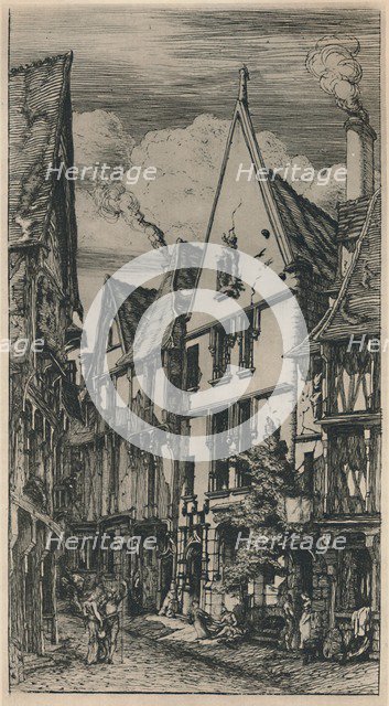 'Rue Des Toiles A Bourges (5th State, 8 1/2 x 4 3/4 Inches)', 1853, (1927). Artist: Charles Meryon.