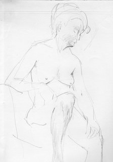 Nude woman sitting, c1950. Creator: Shirley Markham.