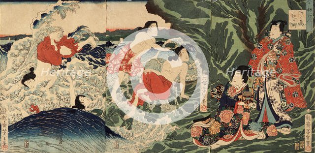 A Modern Prince Genji at Chigogafuchi, Enoshima, 1864. Creator: Tsukioka Yoshitoshi.