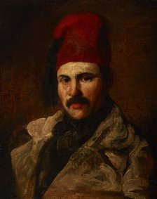 Portrait of Maksymilian Oborski Wearing a Fez, between 1840-1848. Creator: Piotr Michalowski.