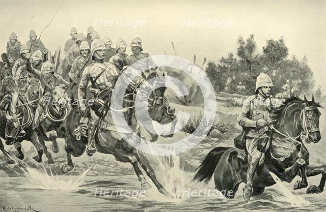 'The Great Advance: Royal Horse Artillery (Cavalry Division) Crossing the Vaal', 1901. Creator: Richard Caton Woodville II.