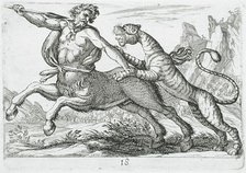 A Tiger Fighting a Centaur, 1610. Creator: Hendrick Hondius I.