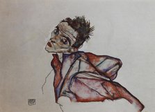 Self-portrait with backwards-held arms , 1915. Creator: Schiele, Egon (1890-1918).