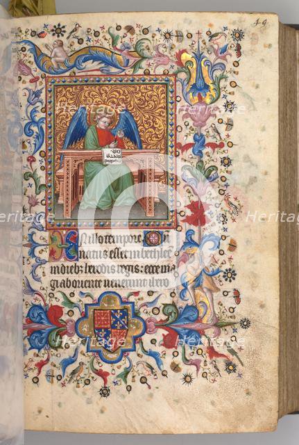 Hours of Charles the Noble, King of Navarre (1361-1425): fol. 25a, St. Matthew, c. 1405. Creator: Master of the Brussels Initials and Associates (French).