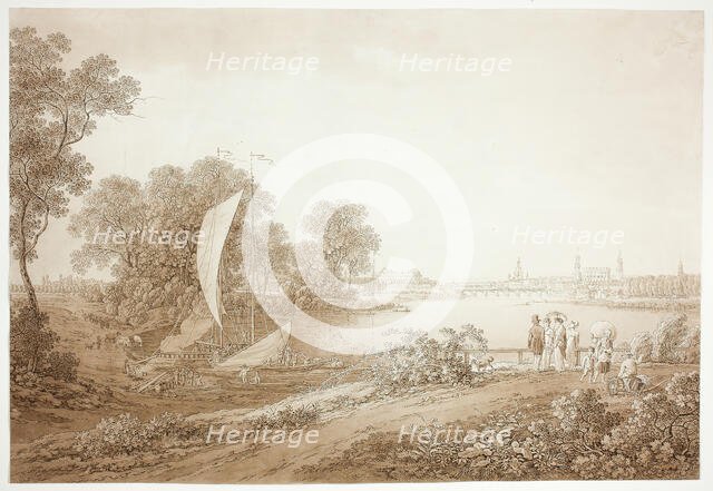 View of Dresden from Pieschen, c. 1805. Creator: Adrian Zingg.