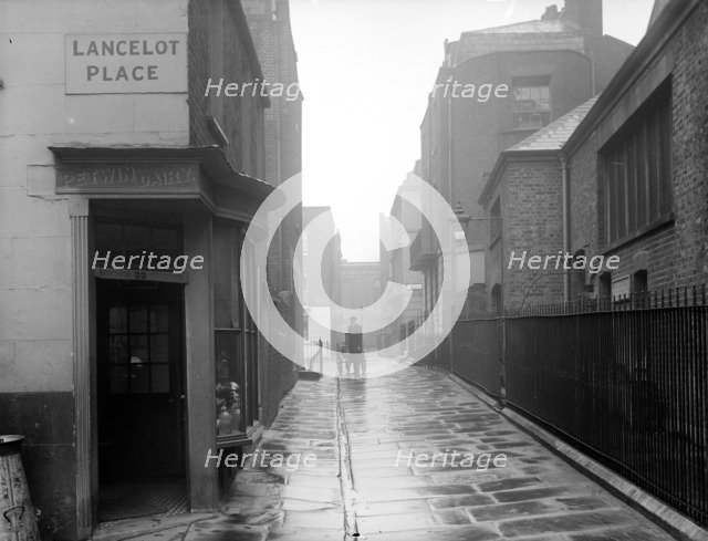 Footpath between Raphael Street and Trevor Square, Knightsbridge, London, 1939. Artist: Unknown