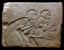 Relief of Four scribes, from the tomb of Horemheb, Saqqara, ca 1350 BC. Creator: Ancient Egypt.