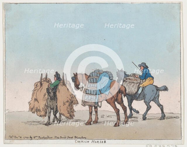 Cornish Horses, December 29, 1788., December 29, 1788. Creator: Thomas Rowlandson.