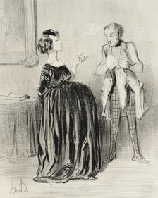 Dis donc...mon mari...j'ai bien envie d'appeler mon drame.., 1844. Creator: Honore Daumier.