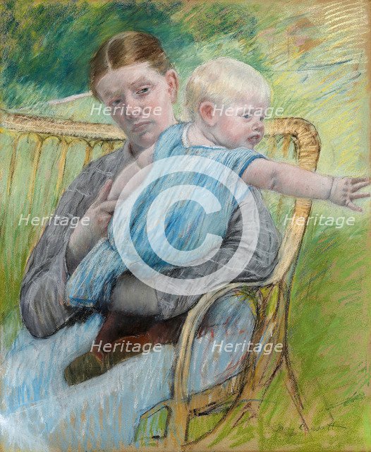 Mathilde Holding Baby, c. 1889. Artist: Cassatt, Mary (1845-1926)