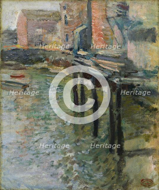 Deserted Wharf (The Old Mill at Cos Cob), c.1900-1902. Creator: John Henry Twachtman (American, 1853-1902).