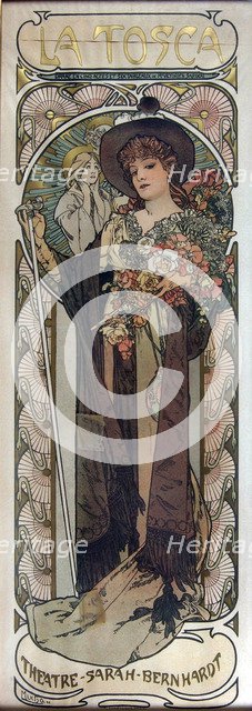 Poster for the Play La Tosca by Victorien Sardou, 1899. Artist: Mucha, Alfons Marie (1860-1939)