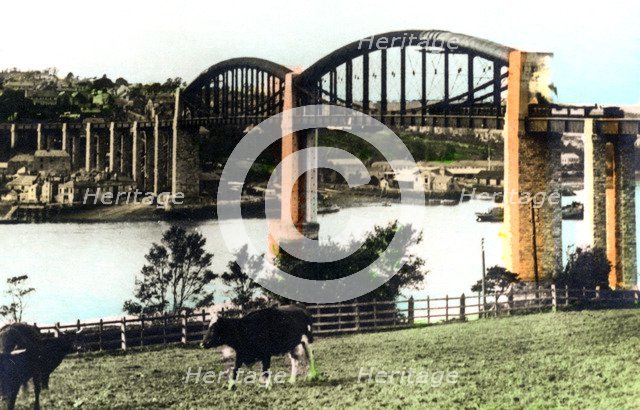 The Royal Albert Bridge, Saltash, Cornwall, 1926.Artist: Cavenders Ltd