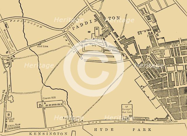 'Map of Paddington, in 1815', (c1876). Creator: Unknown.