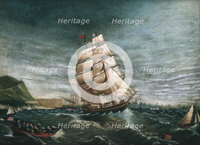 Ship in New York Harbor, ca. 1890. Creator: Unknown.