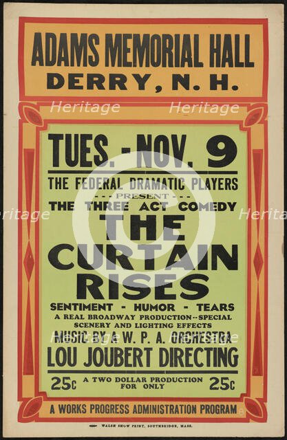 The Curtain Rises, Derry, NH, [193-]. Creator: Unknown.