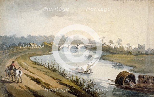 River Thames near Chertsey, Surrey, c1820. Artist: George Shepheard