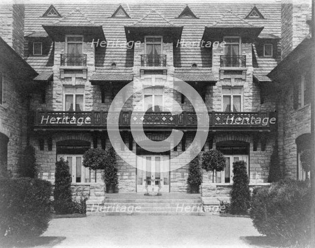Center part of facade of home of Edmund Cogswell Converse, Greenwich, Connecticut, 1908. Creator: Frances Benjamin Johnston.