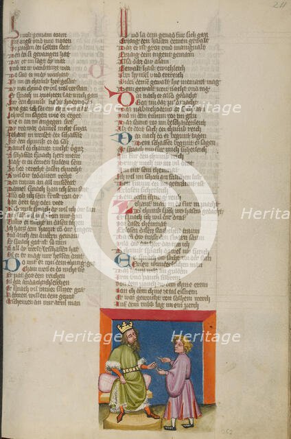 Daniel Interpreting Nebuchadnezzar's Dream; Weltchronik, about 1400-1410. Creator: Unknown.