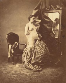 [Nude Before a Mirror], ca. 1857. Creator: Attributed to Bruno Braquehais (French, 1823?1875).