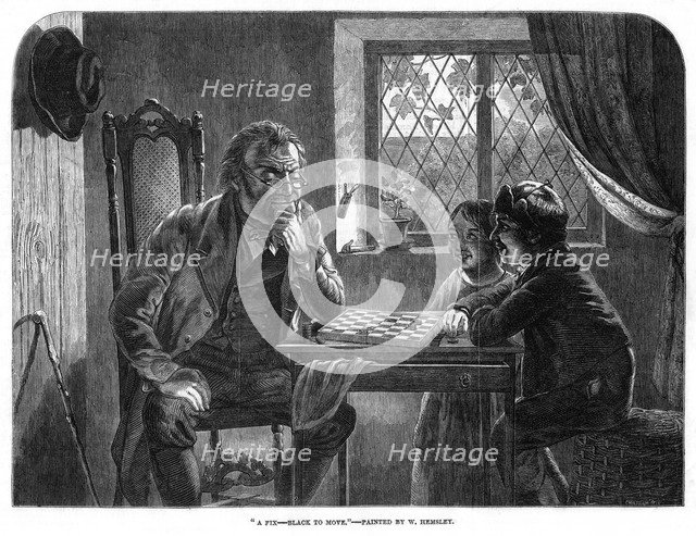 'A Fix, Black to Move', 19th century.Artist: Cheltnam